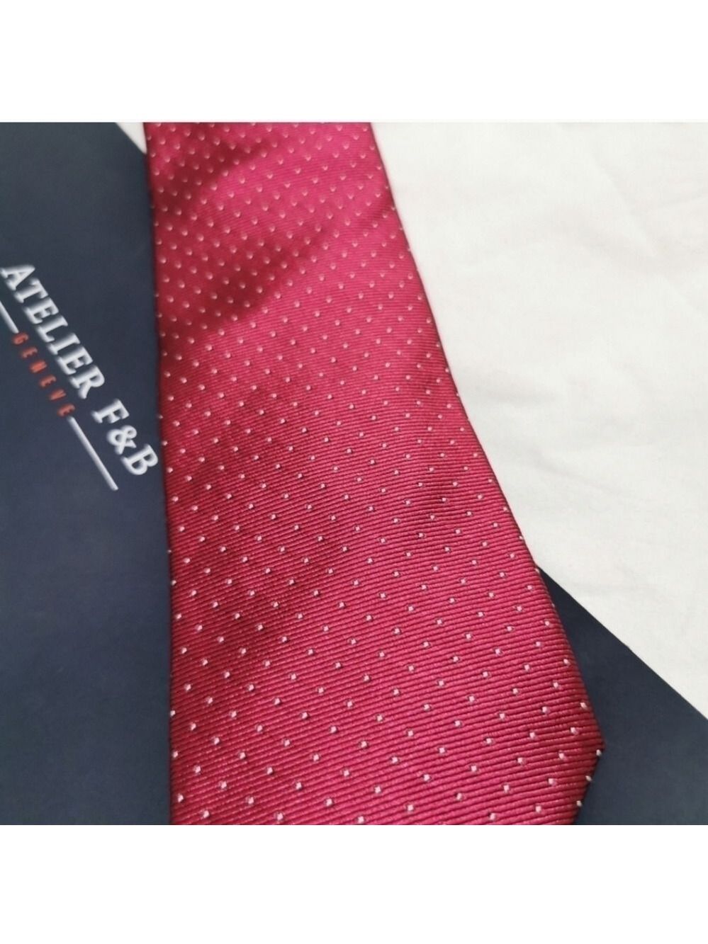 Atelier F&B red silk men's necktie - Picture 5 of 5